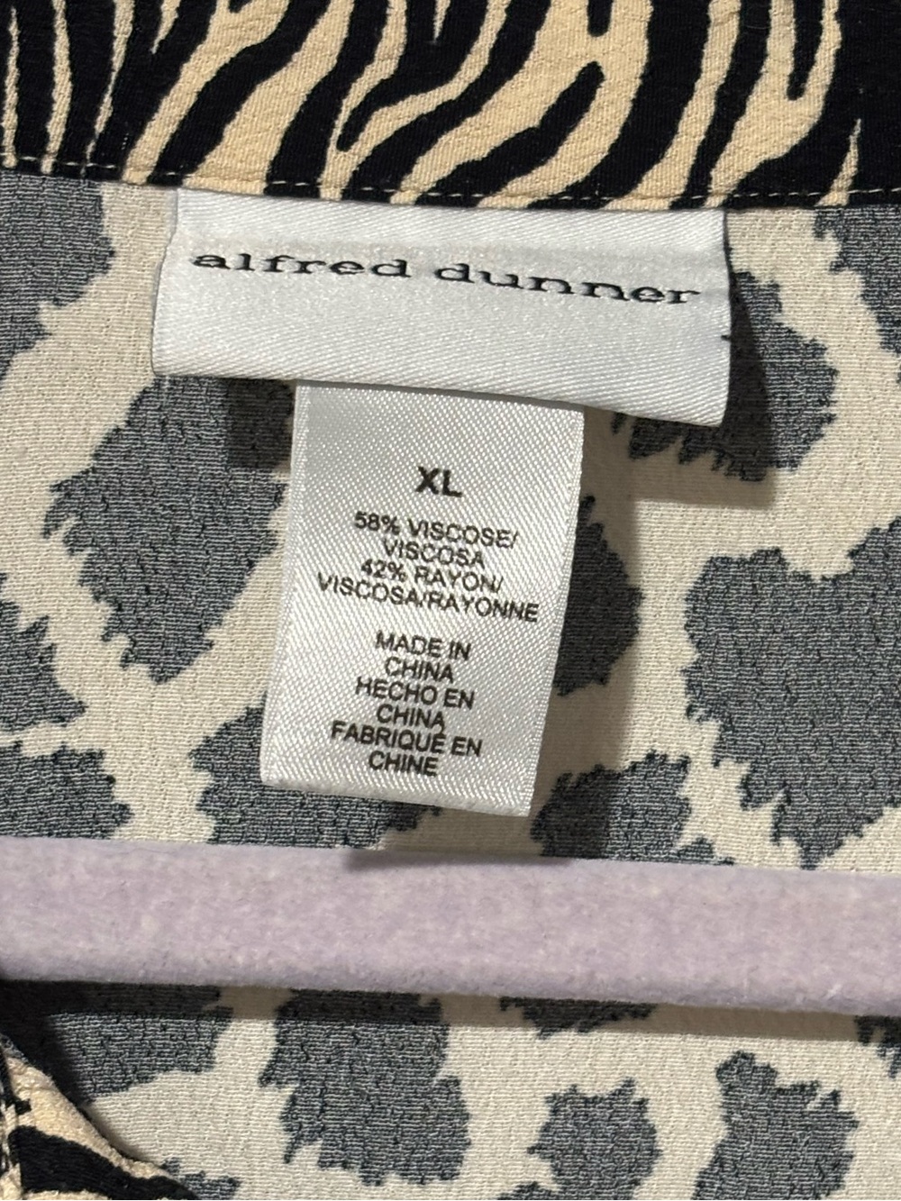 Alfred Dunner Leopard Zebra Print Button-Up Shirt – XL - Picture 3 of 6